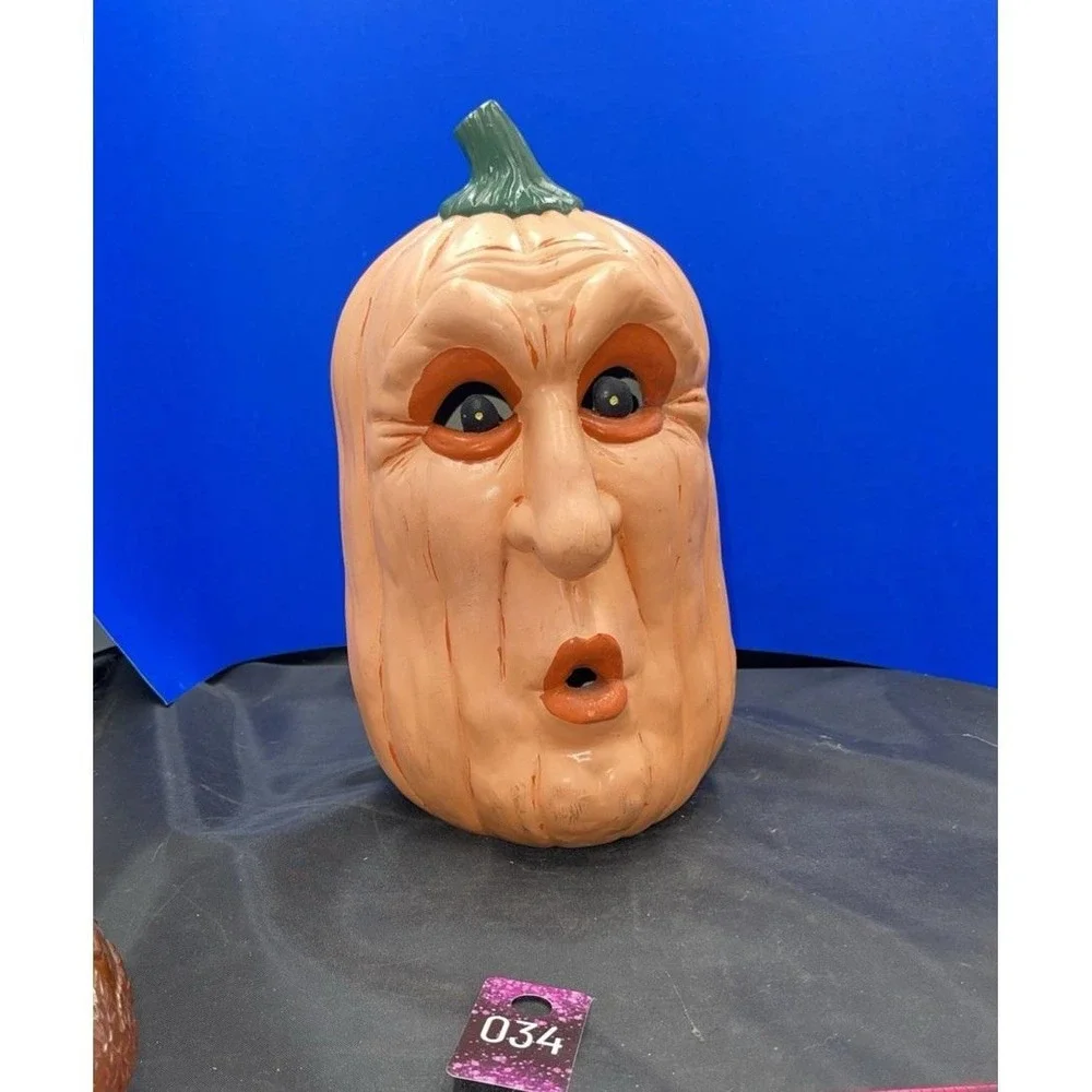 VTG Ceramic Light Up Pumpkin Scary Face‎ Jack-O-Lantern Halloween 12 Needs Light